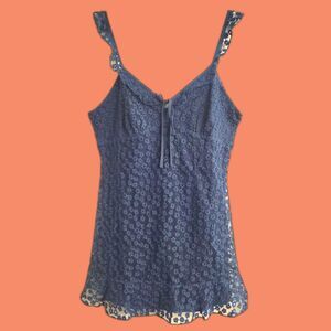 Lulus Charmaine Royal Blue Embroidered Mini Dress Size XL Style #JMD10305 Ruffle